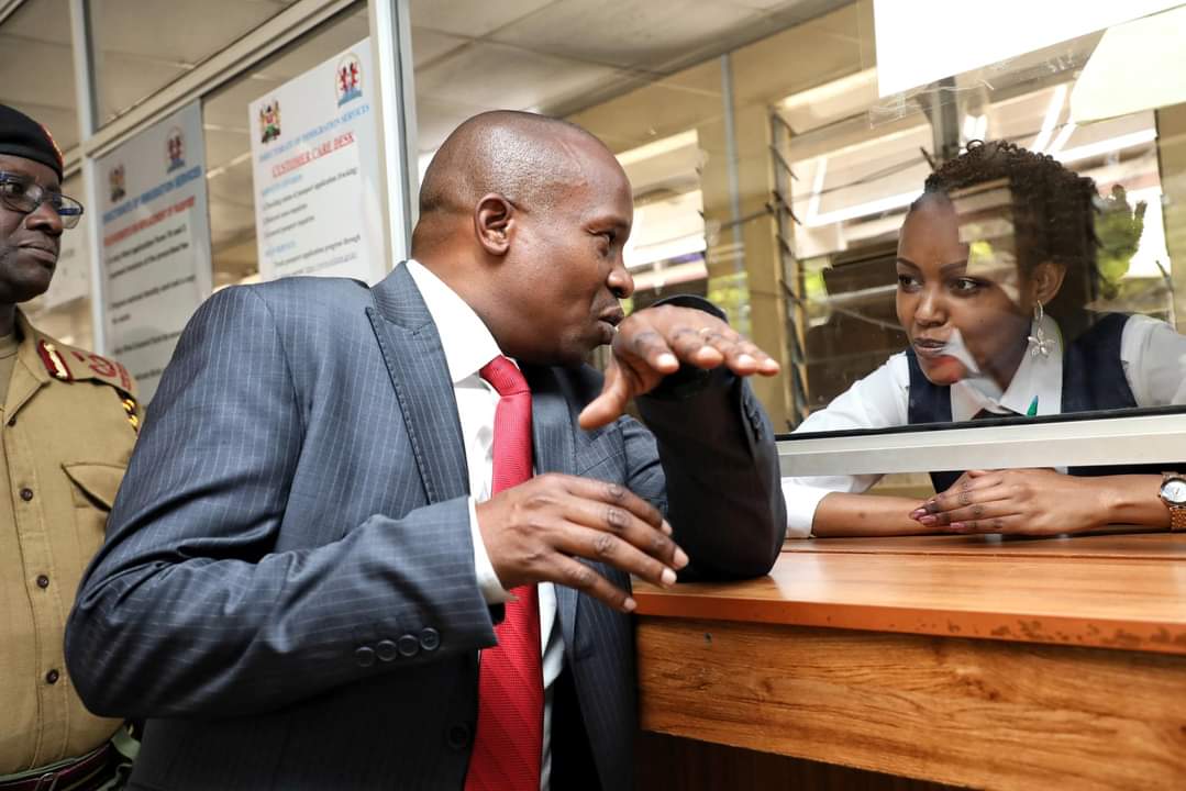 File image of CS Kithure Kindiki at the Department of Immigration.